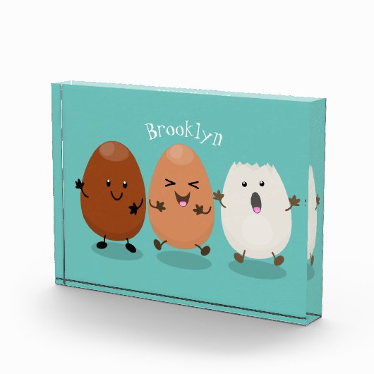 Niedliche Kawaii-Eier — lustige Cartoon-Illustrati Fotoblock (Rechts)