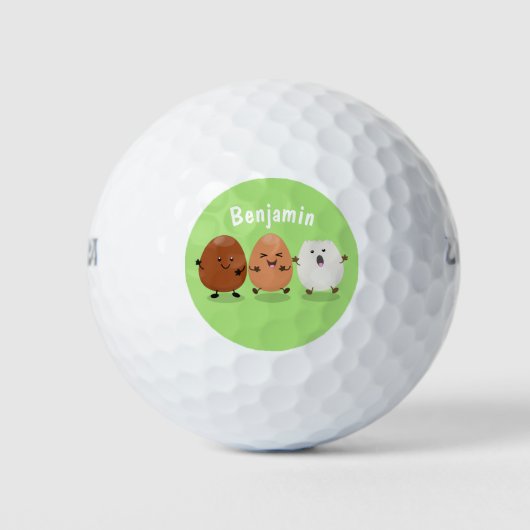 Niedliche Kawaii-Eier — lustige Cartoon-Illustrati Golfball (Vorderseite)
