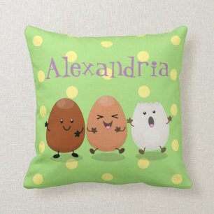 Niedliche Kawaii-Eier — lustige Cartoon-Illustrati Kissen