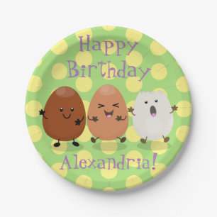 Niedliche Kawaii-Eier — lustige Cartoon-Illustrati Pappteller
