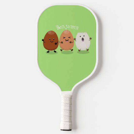 Niedliche Kawaii-Eier — lustige Cartoon-Illustrati Pickleball Schläger (Rückseite)