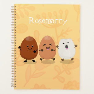 Niedliche Kawaii-Eier — lustige Cartoon-Illustrati Planer