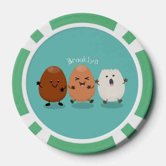 Niedliche Kawaii-Eier — lustige Cartoon-Illustrati Pokerchips (Rückseite)
