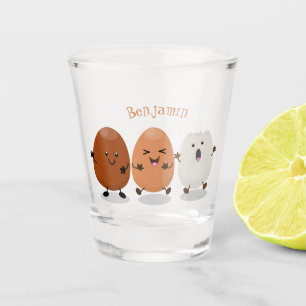 Niedliche Kawaii-Eier — lustige Cartoon-Illustrati Schnapsglas