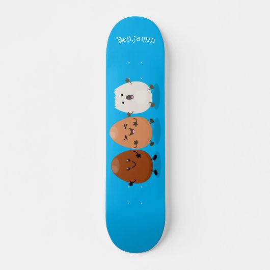 Niedliche Kawaii-Eier — lustige Cartoon-Illustrati Skateboard (Vorne)