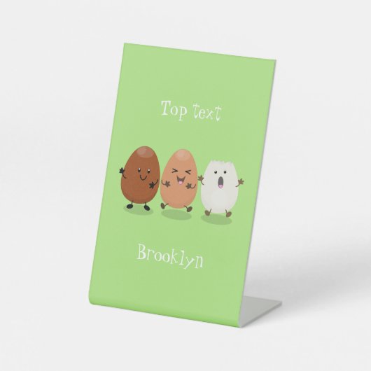 Niedliche Kawaii-Eier — lustige Cartoon-Illustrati Sockelschild (Vorderseite)