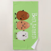 Niedliche Kawaii-Eier — lustige Cartoon-Illustrati Strandtuch (Vorderseite)