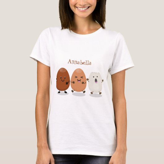 Niedliche Kawaii-Eier — lustige Cartoon-Illustrati T-Shirt (Vorderseite)