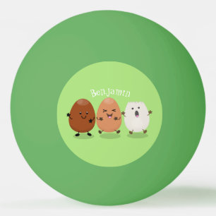 Niedliche Kawaii-Eier — lustige Cartoon-Illustrati Tischtennisball