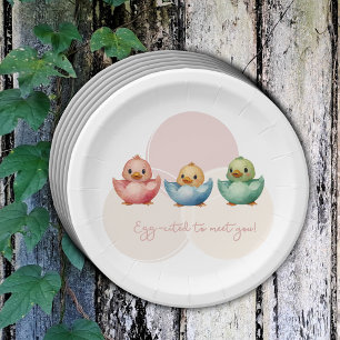 Niedliche Kawaii Eiervögel Pastellfarben Kinderdus Pappteller