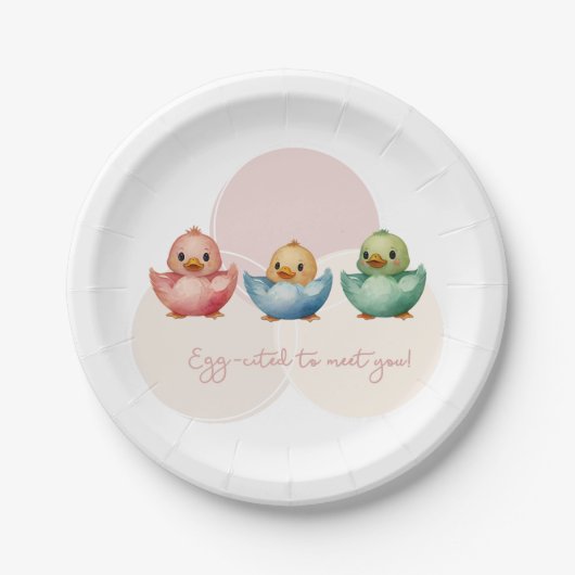 Niedliche Kawaii Eiervögel Pastellfarben Kinderdus Pappteller (Vorderseite)
