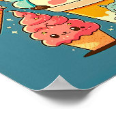 Niedliche Kawaii Eis Cartoon Vektorgrafik. Poster (Ecke)