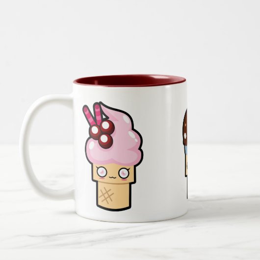 Niedliche Kawaii Eiscreme-Kegel-Tasse Zweifarbige Tasse (Links)