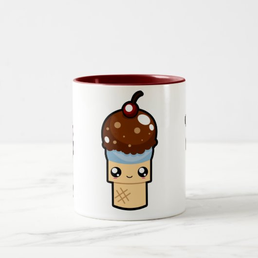 Niedliche Kawaii Eiscreme-Kegel-Tasse Zweifarbige Tasse (Mittel)