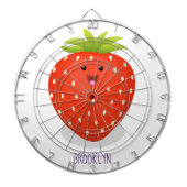 Niedliche Kawaii Erdbeere Cartoon Abbildung Dartscheibe (vorne)