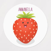 Niedliche Kawaii Erdbeere Cartoon Abbildung Etiketten (Design 2)