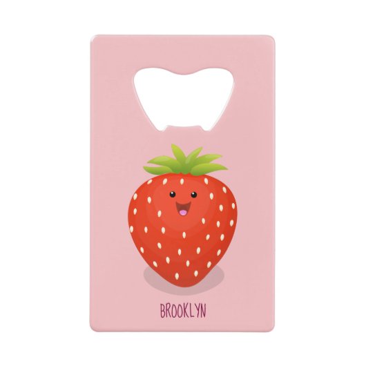 Niedliche Kawaii Erdbeere Cartoon Abbildung Geldbeutel Flaschenöffner (Vorderseite)