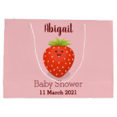 Niedliche Kawaii Erdbeere Cartoon Abbildung Große Geschenktüte (Rückseite)