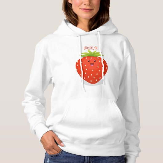 Niedliche Kawaii Erdbeere Cartoon Abbildung Hoodie (Vorderseite)