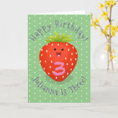 Niedliche Kawaii Erdbeere Cartoon Abbildung Karte (Gelbe Blume)