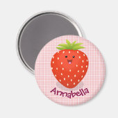 Niedliche Kawaii Erdbeere Cartoon Abbildung Magnet (Vorderseite/Rückseite)