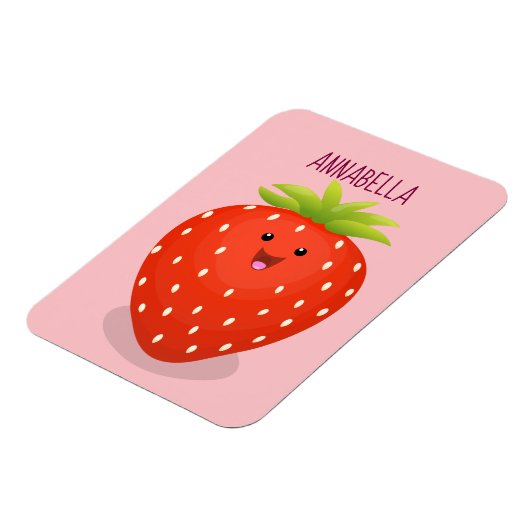 Niedliche Kawaii Erdbeere Cartoon Abbildung Magnet (Linke Seite)