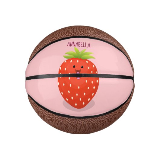 Niedliche Kawaii Erdbeere Cartoon Abbildung Mini Basketball (Vorderseite)