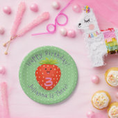 Niedliche Kawaii Erdbeere Cartoon Abbildung Pappteller (Party)