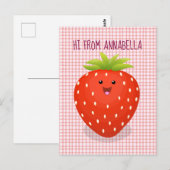Niedliche Kawaii Erdbeere Cartoon Abbildung Postkarte (Vorne/Hinten)