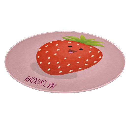 Niedliche Kawaii Erdbeere Cartoon Abbildung Schneidebrett (Ecke)