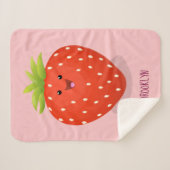 Niedliche Kawaii Erdbeere Cartoon Abbildung Sherpadecke (Vorderseite (Horizontal))