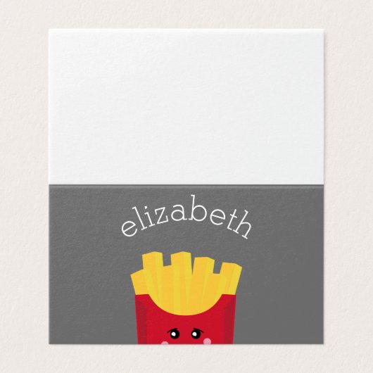 Niedliche Kawaii Fries mit Individuelle Name (Außenseite Aufgefaltet)