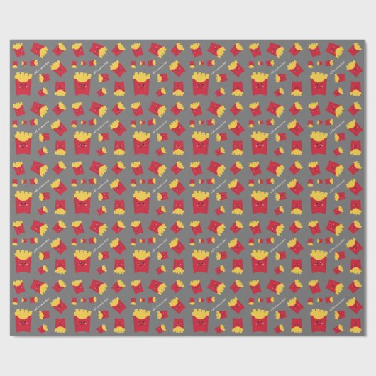 Niedliche Kawaii Fries mit Individuelle Name Geschenkpapier (Flach)