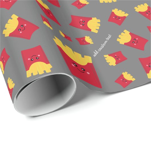 Niedliche Kawaii Fries mit Individuelle Name Geschenkpapier (Rolleneckpunkt)