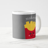 Niedliche Kawaii Fries mit Individuelle Name Jumbo-Tasse (Vorderseite Rechts)