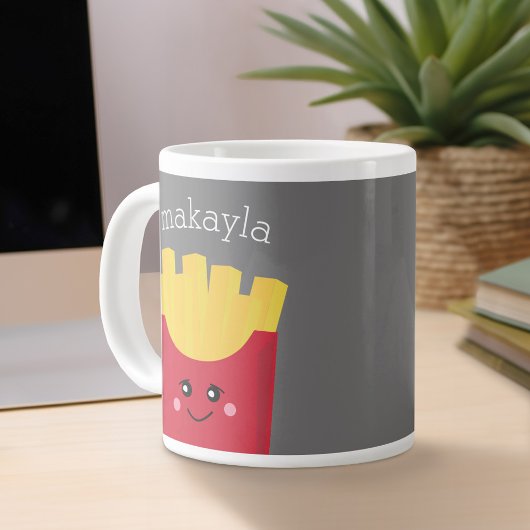 Niedliche Kawaii Fries mit Individuelle Name Jumbo-Tasse