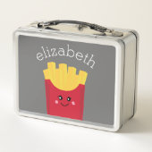 Niedliche Kawaii Fries mit Individuelle Name Metall Brotdose (Rückseite)