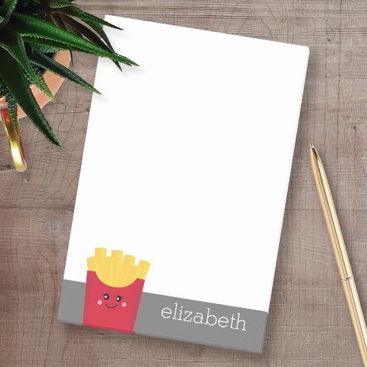 Niedliche Kawaii Fries mit Individuelle Name Post-it Klebezettel
