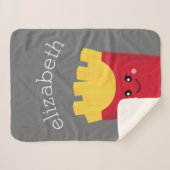 Niedliche Kawaii Fries mit Individuelle Name Sherpadecke (Vorderseite (Horizontal))
