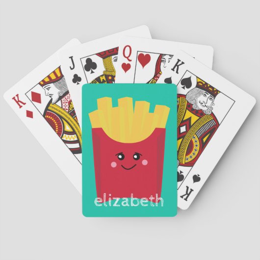 Niedliche Kawaii Fries mit Individuelle Name Spielkarten (Rückseite)