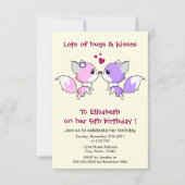 Niedliche Kawaii Füchse Cartoon Geburtstagsparty Einladung (Vorderseite)