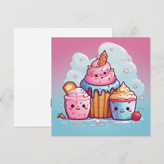 Niedliche Kawaii-Geschenkkarte (Vorne/Hinten)