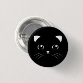 Niedliche Kawaii Gesichts-Kontur schwarzer Katze Button (Vorne & Hinten)