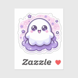 Niedliche Kawaii Ghost Sticker mit Sternen und Gli