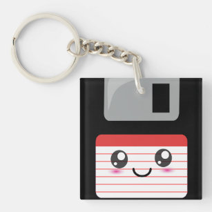 Niedliche/Kawaii glückliche Diskette Schlüsselanhänger