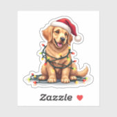 Niedliche Kawaii Golden Retriever Weihnachtsmannmü Aufkleber (Blatt)