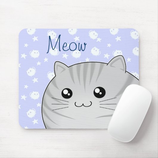 Niedliche Kawaii graue Tabby Kittykatze Mousepad (Mit Mouse)