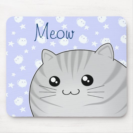 Niedliche Kawaii graue Tabby Kittykatze Mousepad (Vorne)