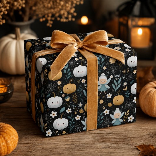 Niedliche Kawaii Halloween Fairy und Pastel Pumpki Geschenkpapier Set