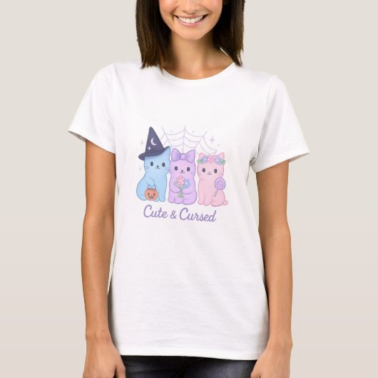 Niedliche Kawaii Halloween-Katzen T-Shirt (Vorderseite)